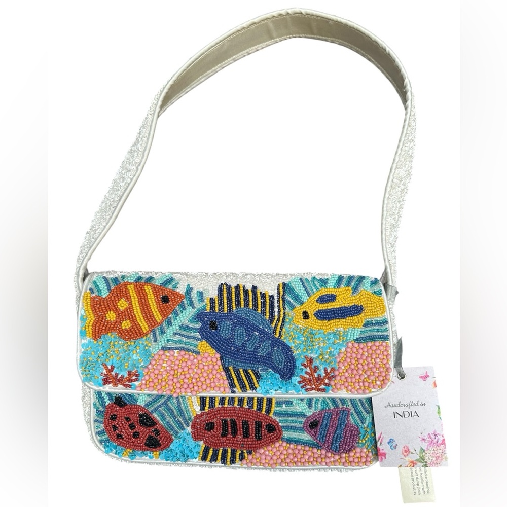 Handcrafted Beaded Fish Shoulder Bag in Multi-Color